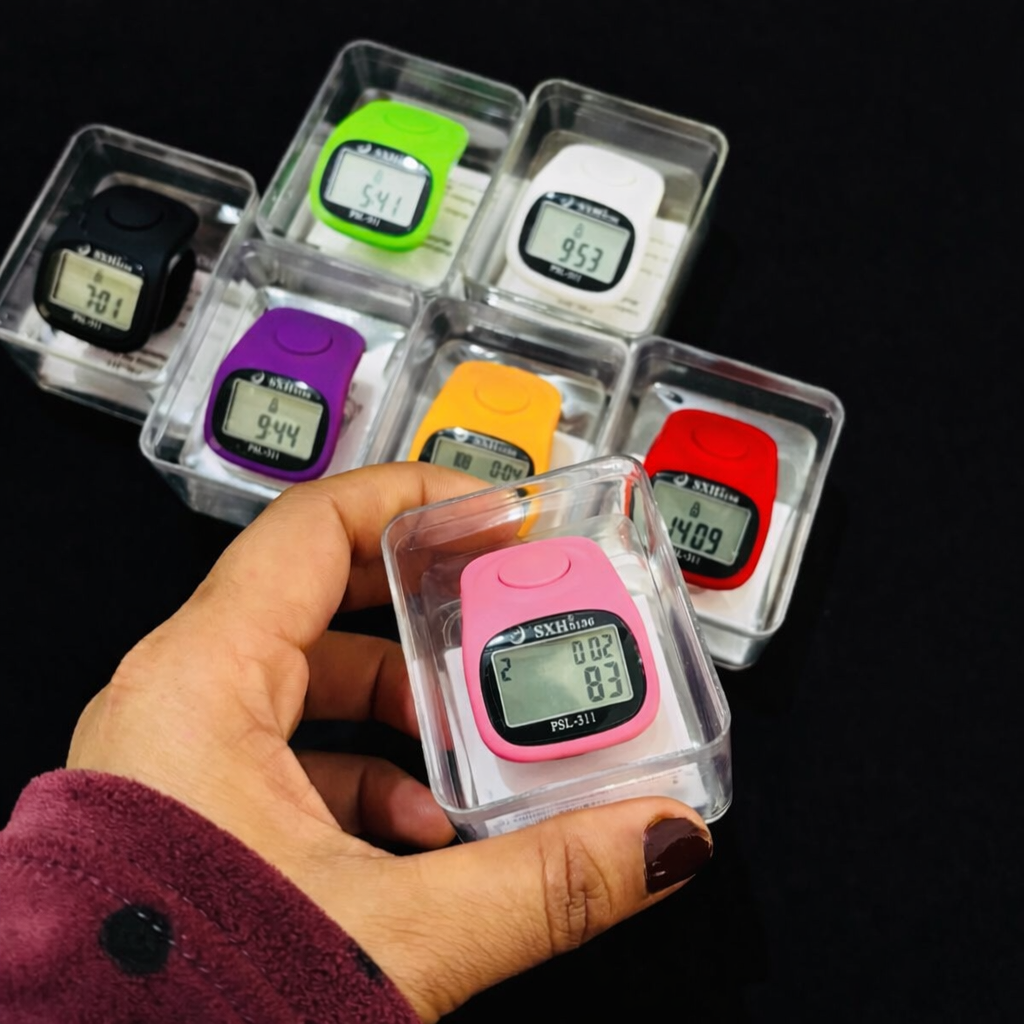 Digital Finger Counter - Multi-Channel Digital Finger Counter Tasbih with LED, Beep Sound, Time Clock & Reset Button Premium Digital Mantra Counter For Daily Use